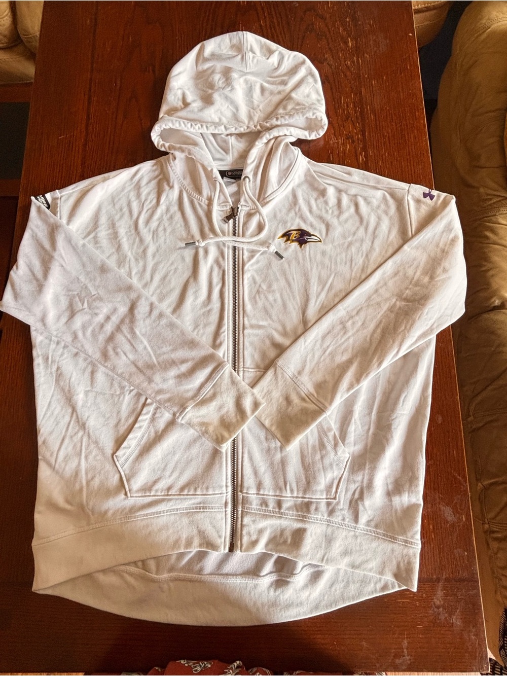 nfl combine authentic baltimore ravens white full zip hoodie mens medium